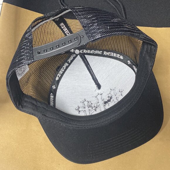 Chrome Hearts Black Leather Triple Cross Trucker Hat - Picture 4 of 5